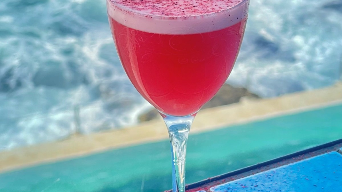 The Margarita Rosa cocktail served beachside at the Icebergs Dining Room and Bar
