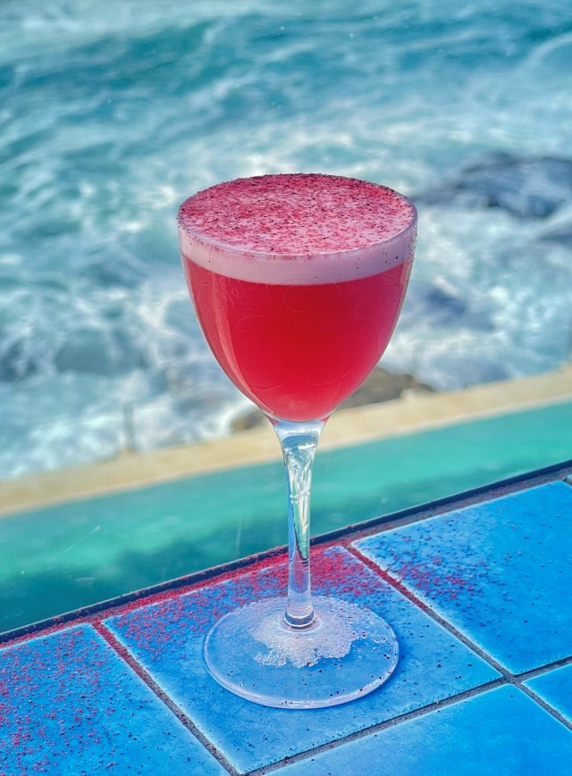 The Margarita Rosa cocktail served beachside at the Icebergs Dining Room and Bar